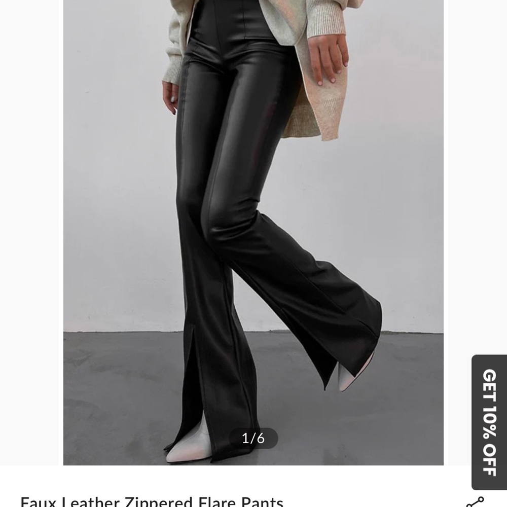 Commense faux leather zipper pants